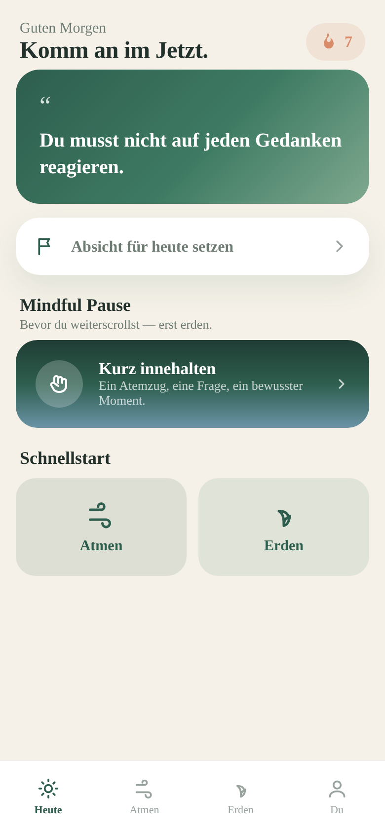 Mindfulness home screen